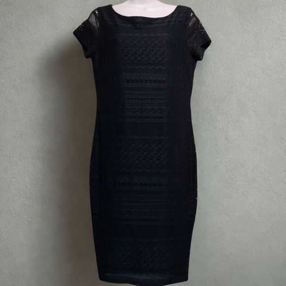 Banana Republic Lace Overlay Sheath Dress | Blue-Black | Size M - Picture 1 of 6